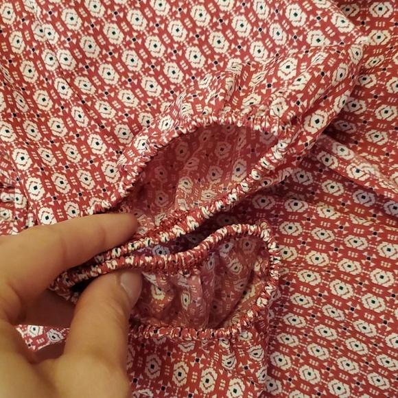 Vintage Fervour long sleeve dress. Red, white, navy blue pattern. Boho. Size M. - Picture 8 of 13